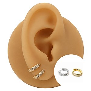 Brinco Argola Folheado Helena com Zircônia