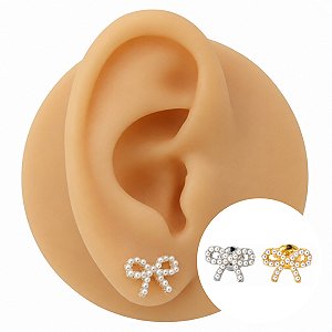 Brinco Folheado Laço Pérolas