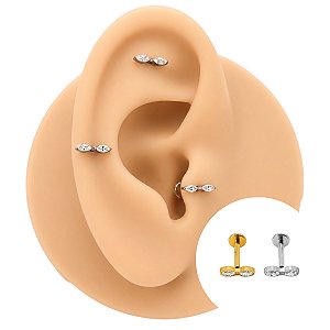 Piercing Labret em Titânio Duo Navetes