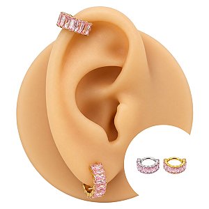 Piercing Argola em Titânio Vidrilho Rosa