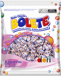 Bala Bolete Dura com Chiclete Tutti Frutti Dori 500gr