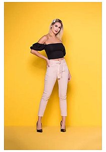 Calça Feminina Creme Clochard Com Cinto