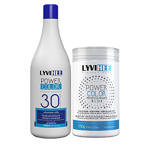 Kit Pó descolorante Power color blue 500g+Creme Revelador ox de 30vol