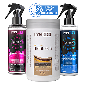 Combo Lança Mascara de Mandioca 1k +Reconstrutor 200ml+Liso Mágico 200ml