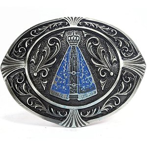 Fivela Country Nossa Senhora 012 - Prata Preto