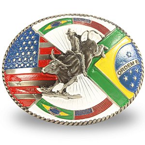 Fivela Country Brasil USA 031 - Prata