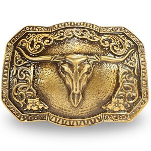 Fivela Country Long Horn 025 - Ouro Velho