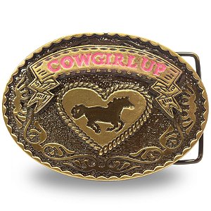 Fivela Country Cowgirl Up 046 8x5 - Ouro Velho