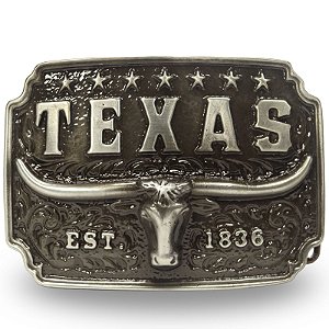 Fivela Country Texas Longhorn 054 8x6 - Envelhecida