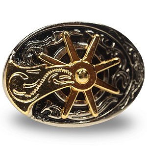 Fivela Country Mula 057 7x5 - Prata Dourado