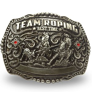 Fivela Country Team Roping 11x8 059 - Envelhecido