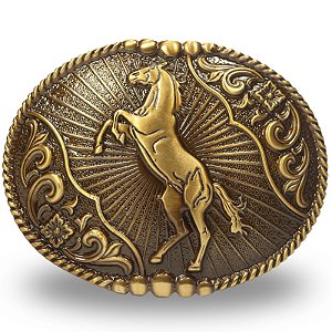Fivela Country Cavalo 11x8 060 - Ouro Velho