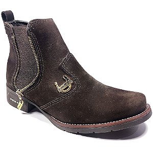 Botina Detalhe em Zíper Couro 806 - nobuck castanho