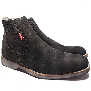 Botina Chelsea Solado de Gel 3010 - nobuck preto