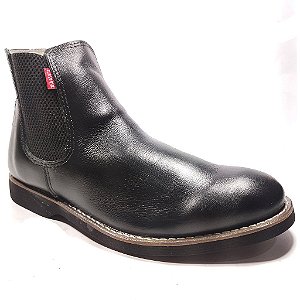 Botina Chelsea Solado de Gel 3010 - vaqueta preta