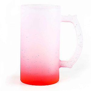 Caneca Chopp Jateada de Vidro 475ml - Vermelha