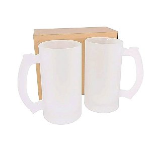 2 Canecas de Vidro para Chopp Jateada 475ml