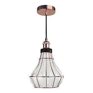Pendente Vitti Metal Cobre Vidro 20cm x 22cm 1xE27 | DA004