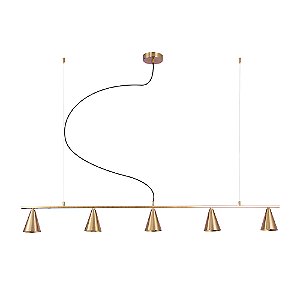 Pendente Titia Dourado (C)118cm (A)10cm 5xG9 | DW002