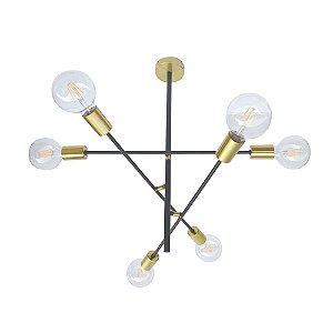 Pendente Ares Dourado Preto (C)58.5Cm (A)63Cm 6Xe27 | EY001