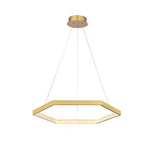 Pendente Hex Dourado Transp (D)60Cm 3000K | GD004