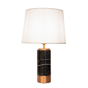 Base Abajur Marmore Preto (D)12Cm (A)39Cm 40W | GL001EB