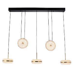 Pendente Dendê Preto / Dourado Vidro Fosco (C)95Cm 2400K | JJ017