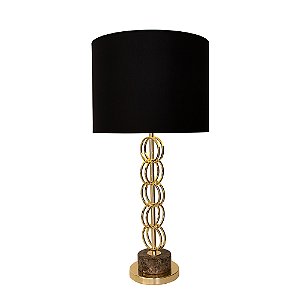 Base Abajur Veneto Dourado Marmore Marrom (A)57cm | MI005