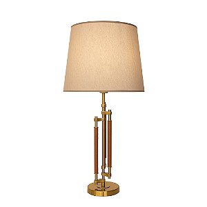 Base Abajur Veneto Dourado Metal e Couro (A)58cm | MI009