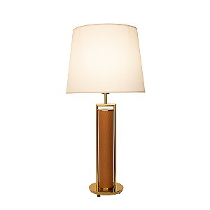 Base Abajur Veneto Dourado Metal e Couro (A)60cm | MI010