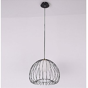 Pendente Lamp Preto Vidro Branco 50Cm X 41Cm 1xG9 | ML005B