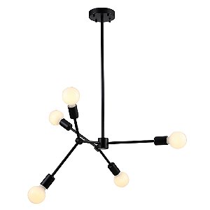 Pendente Leblon Preto (D)60Cm (A)118Cm 5xE27 | RM001B