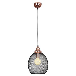 Pendente Copper Cobre e Preto (D)28Cm (A)41Cm 1Xe27 | XN003