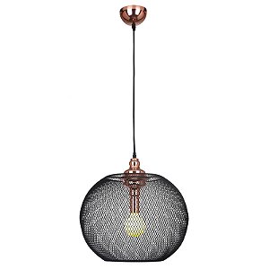 Pendente Copper Cobre e Preto (D)50Cm (A)48Cm 1Xe27 | XN005