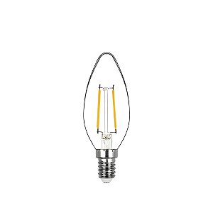 Lâmpada Vela Lisa Filamento Vidro Translúcido 220v 2700K | STH20302/27