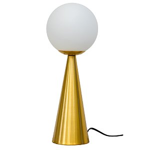 Abajur Peão Dourado Latão Vidro Opalino | PEA1AB01LT045