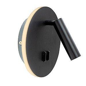 Arandela Skoop Preto 10W Cabeceira Quarto | SKO2AR01PT015