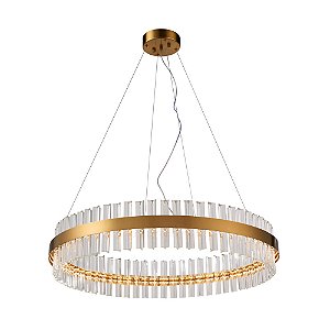 Pendente Plisy Cristais Dourado (D)80cm (A)20cm Led 40W 3000K | PLI1PD01TR080