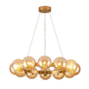 Pendente Blomma Vidro Ambar Dourado (D)65cm Bola G9 | BLO1PD01AB065