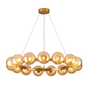 Pendente Blomma Vidro Ambar Dourado (D)80cm G9 Bola | BLO1PD01AB080