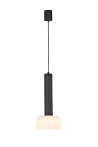 Pendente Stamp Preto Vidro Branco LED 3000K | STA1PD01PT10