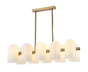 Pendente Zil Dourado Vidro Opalino (C)65cm | ZIL1PD01DR10