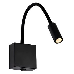 ARANDELA DE LEITURA FLEXUS PRETA 3W 3000K MINIMALISTA