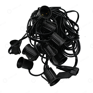 Varal De Luzes Eco 15M com 15 Soquetes E27 Ip54 Para Externo