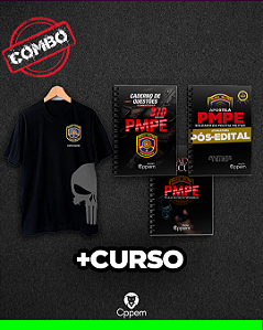 COMBO 5 EM 1 | APOSTILA + CADERNO DE QUESTÕES + VADE MECUM + CURSO + CAMISA - PMPE