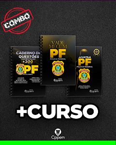 COMBO 4 EM 1 | APOSTILA + CADERNO DE QUESTÕES + VADE MECUM + CURSO - PF