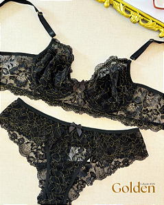 229 - Conjunto Rendado Golden sem Bojo e com Aro