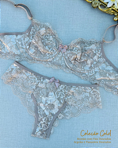 229 - Conjunto Rendado Golden sem Bojo e com Aro