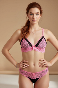 1245 - Conjunto Katy Sensual Tule e Renda