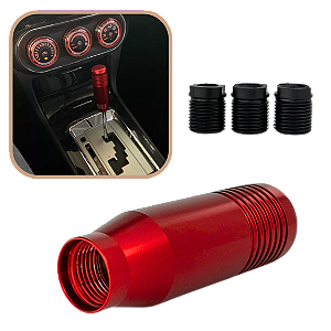 Manopla Câmbio Esportiva Metal Vermelho Universal Ajustável
